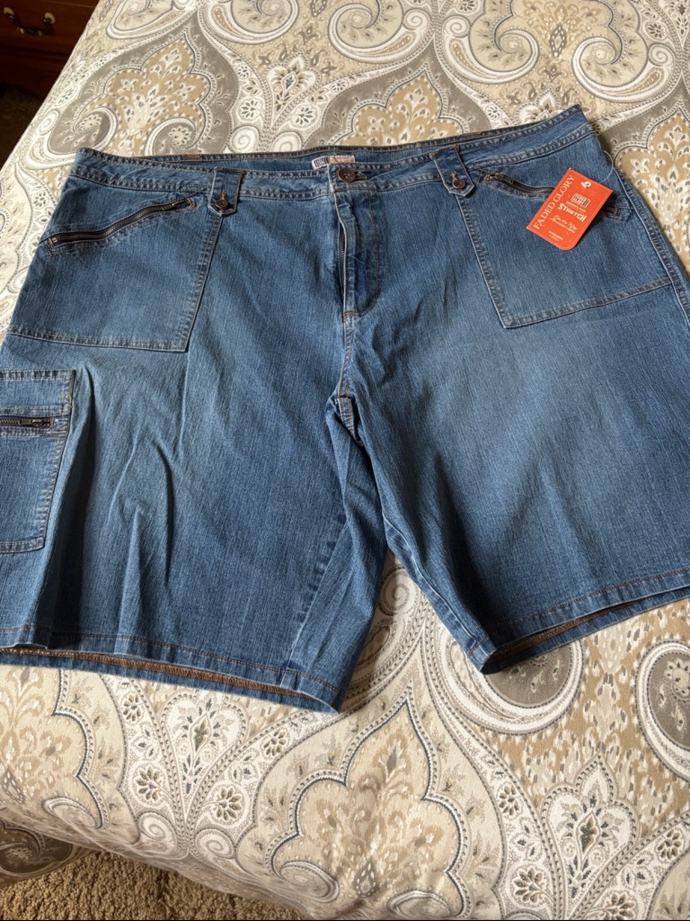 Faded Glory womens Blue Denim Cargo Shorts